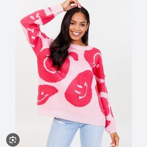 Altard State Pink Smily Face Sweater
